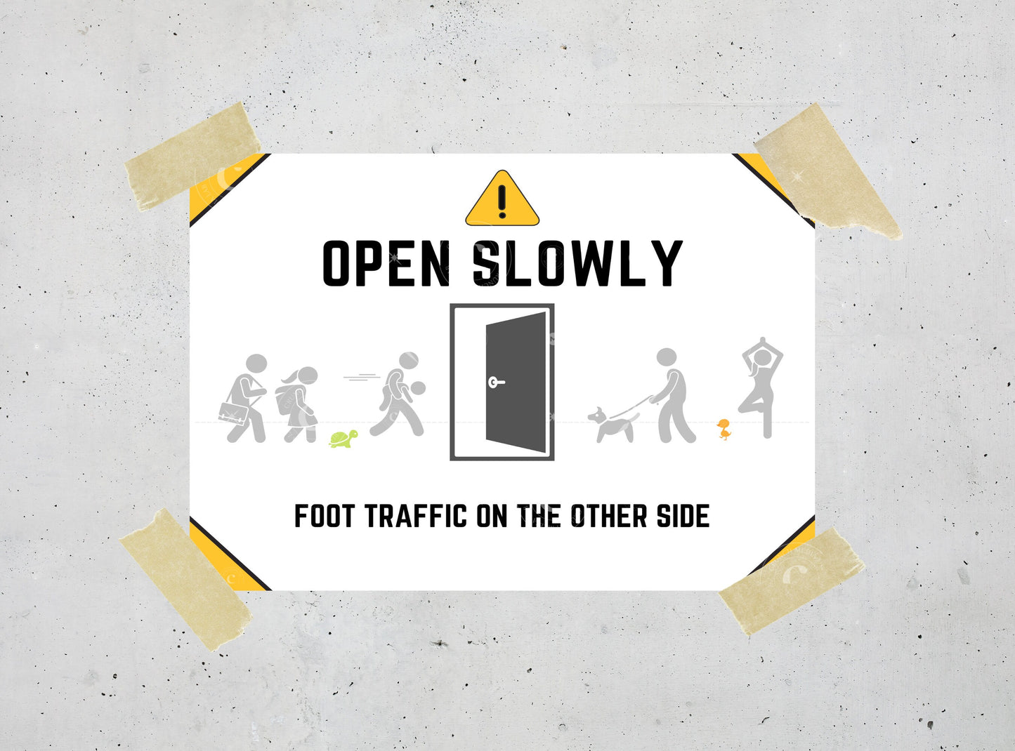 OPEN SLOWLY - Warning Sign, Caution Door Signage, Printable Sign, Digital Sign, | Humor | Funny