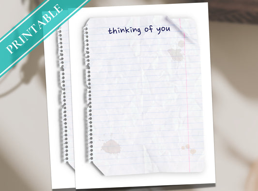 Thinking of you Printable Stationery Paper - Journal Paper, Letter, Thank You, Funny Note, Lined Paper | Humor