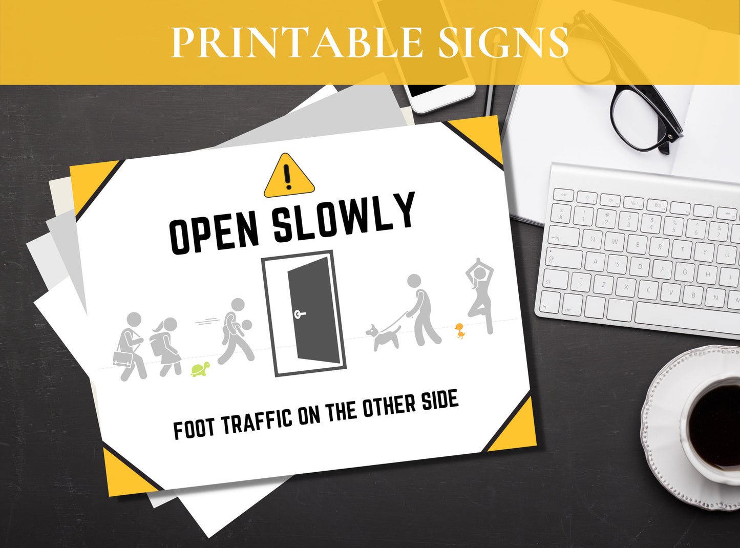 OPEN SLOWLY - Warning Sign, Caution Door Signage, Printable Sign, Digital Sign, | Humor | Funny