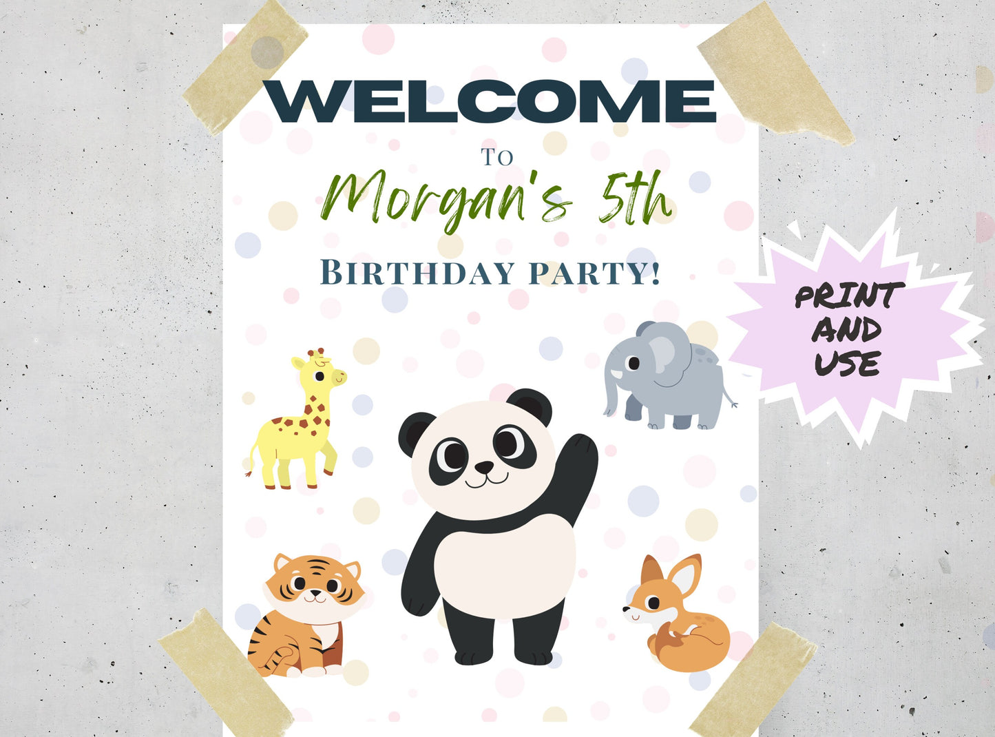 Kids Birthday Panda Party Set Printable Bundle - Welcome Sign, Time Capsule, Gift Table, Thank You Tags, Cup Cake Topper, | Happy Panda