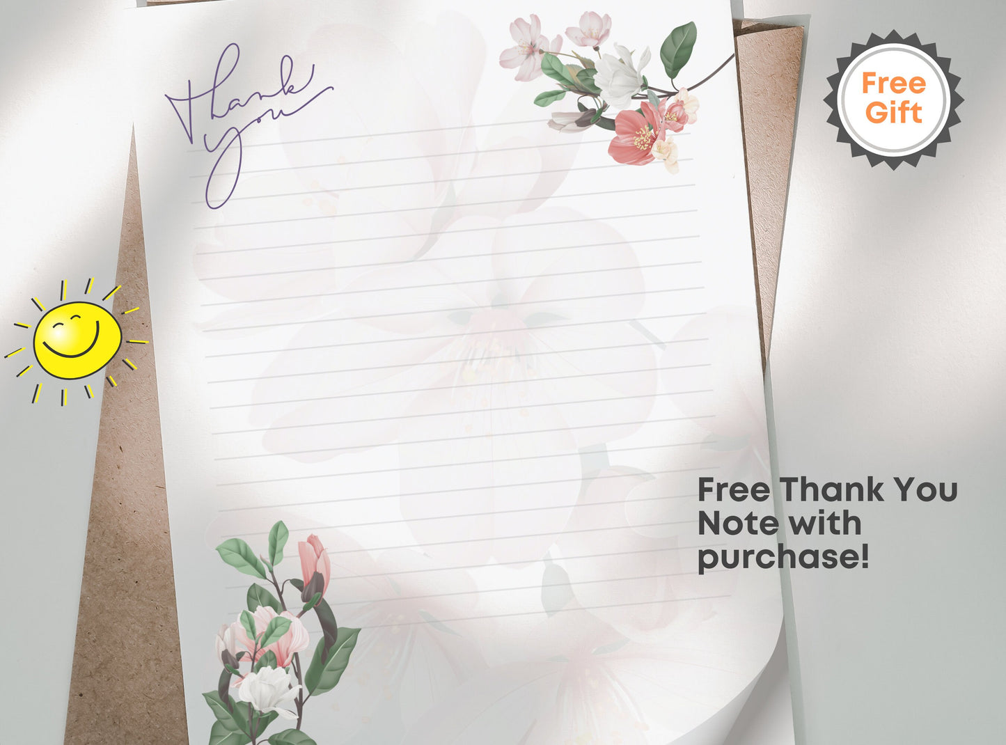 Cute Floral Daisy Flowers Printable Stationery Paper - Paper, Letter, Note, Lined Paper, GoodNotes | Happy Daisy