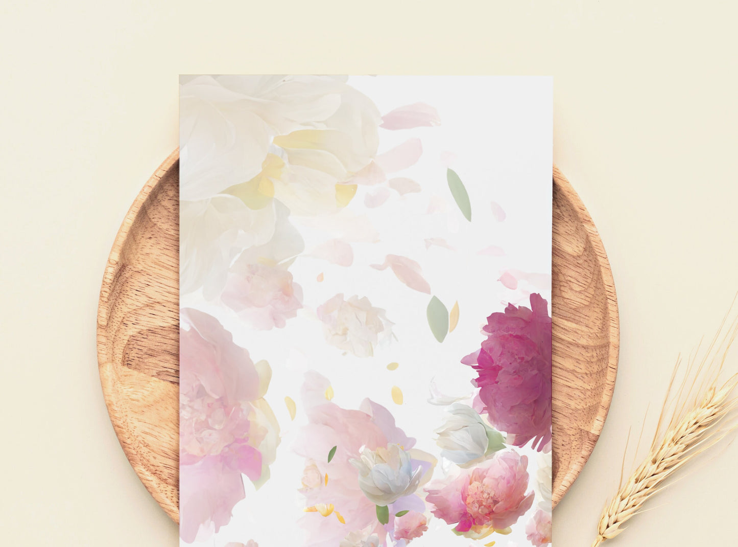 Peonies Flowers Printable Stationery Paper - Pretty Florals, Journal Paper, Letter, Note, Lined Paper, Digital Letter, GoodNotes | Peony