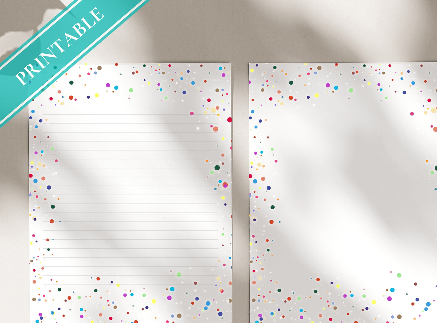 Polka Dots Letter Writing Paper - Printable Stationery Colorful dots, Party fun Journal Paper, Thank You Note, Digital, Goodnotes