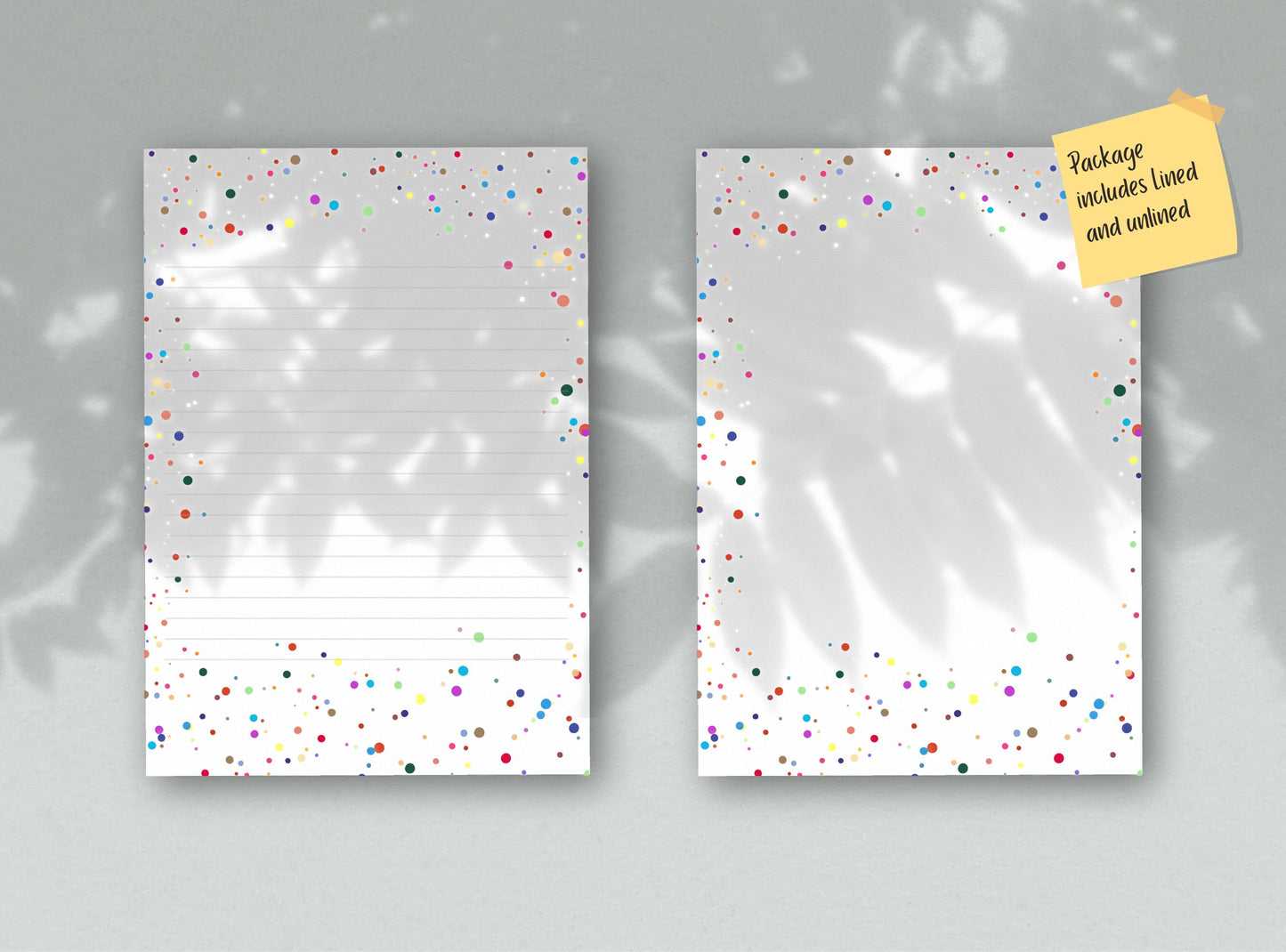 Polka Dots Letter Writing Paper - Printable Stationery Colorful dots, Party fun Journal Paper, Thank You Note, Digital, Goodnotes