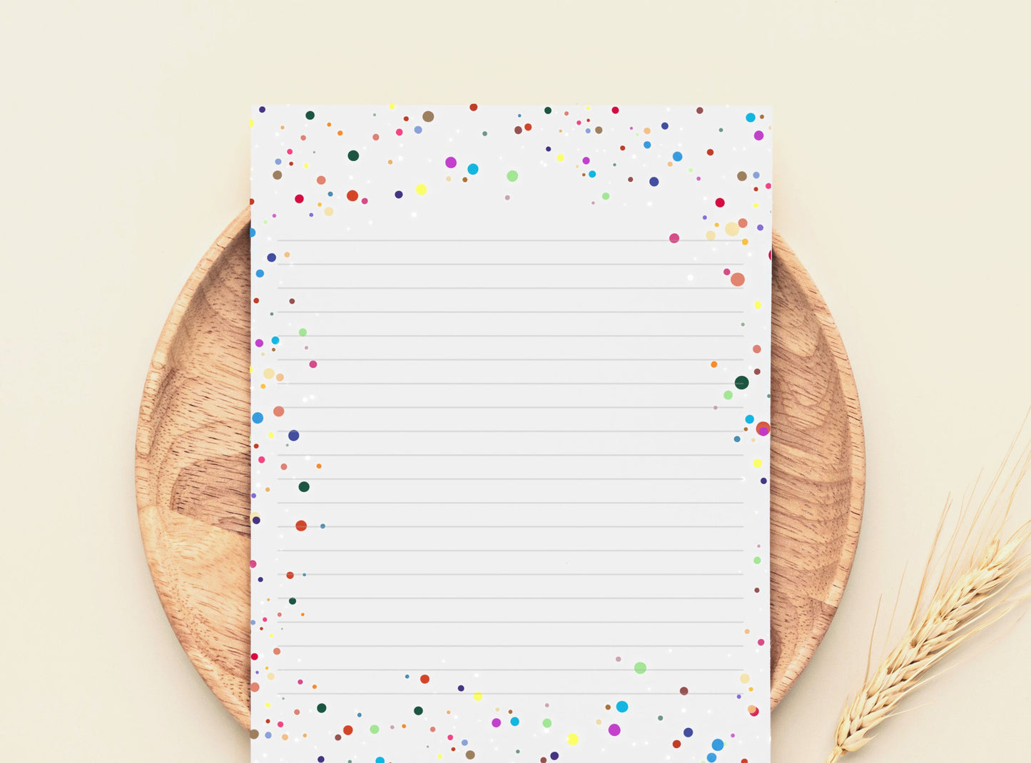 Polka Dots Letter Writing Paper - Printable Stationery Colorful dots, Party fun Journal Paper, Thank You Note, Digital, Goodnotes
