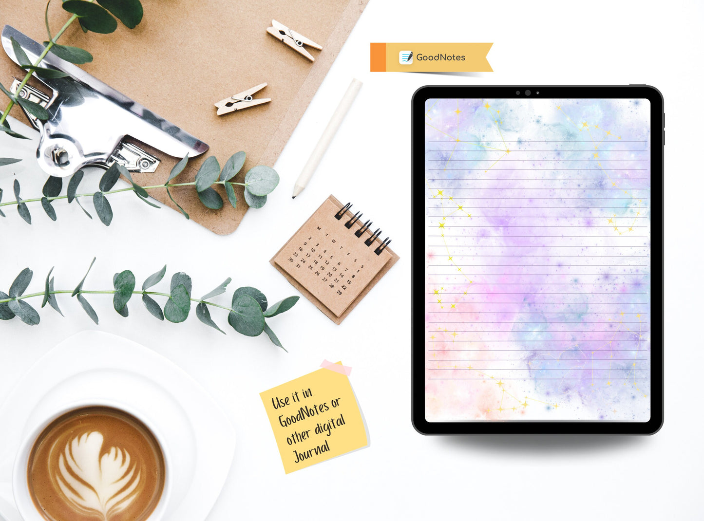 Purple Sky Letter Writing Paper - Printable Stationery - Love Letter, Journal Paper, Note, Lined Paper, Goodnotes, Thank You | Tie Die