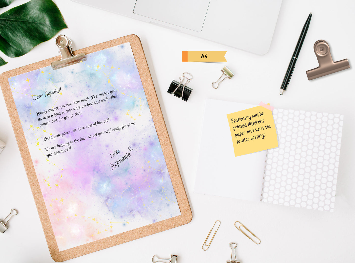 Purple Sky Letter Writing Paper - Printable Stationery - Love Letter, Journal Paper, Note, Lined Paper, Goodnotes, Thank You | Tie Die