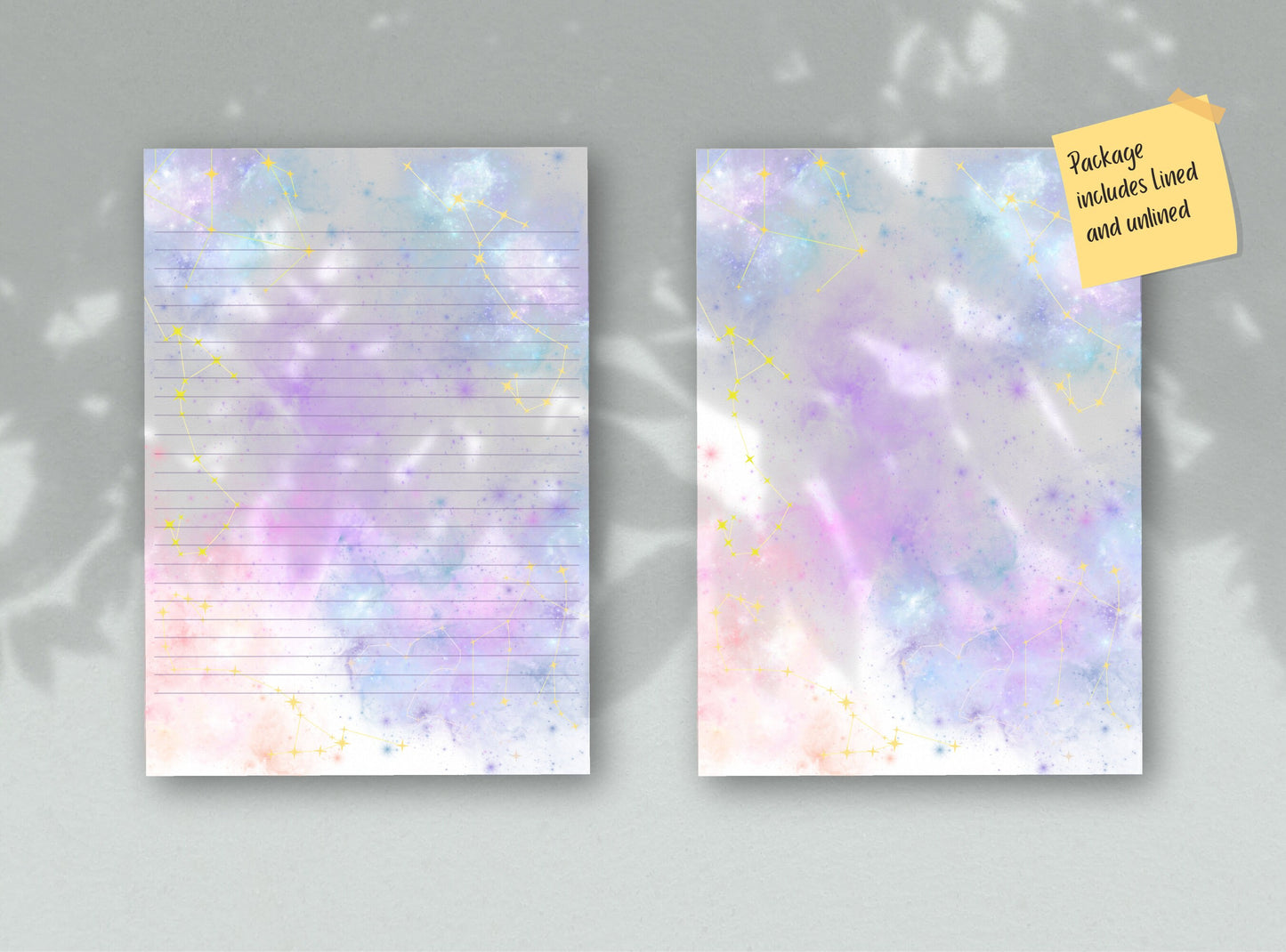 Purple Sky Letter Writing Paper - Printable Stationery - Love Letter, Journal Paper, Note, Lined Paper, Goodnotes, Thank You | Tie Die