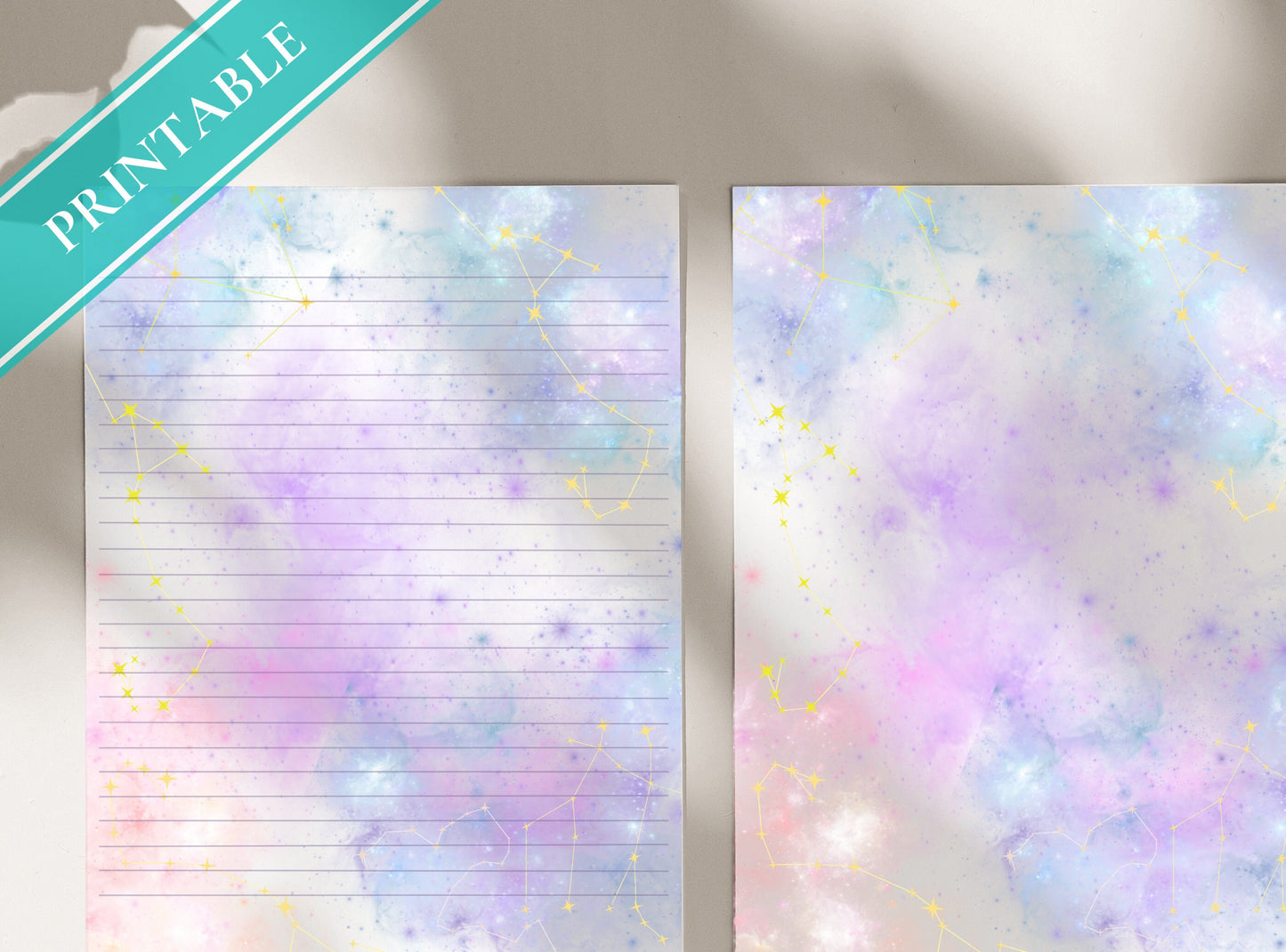 Purple Sky Letter Writing Paper - Printable Stationery - Love Letter, Journal Paper, Note, Lined Paper, Goodnotes, Thank You | Tie Die