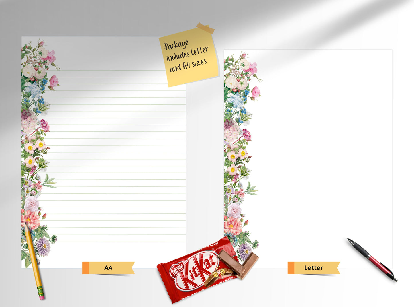 Vintage Flowers Letter Writing Paper - Printable Stationery - Love Letter, Journal Paper, Note, Lined Paper, Goodnotes, Thank You | Florals