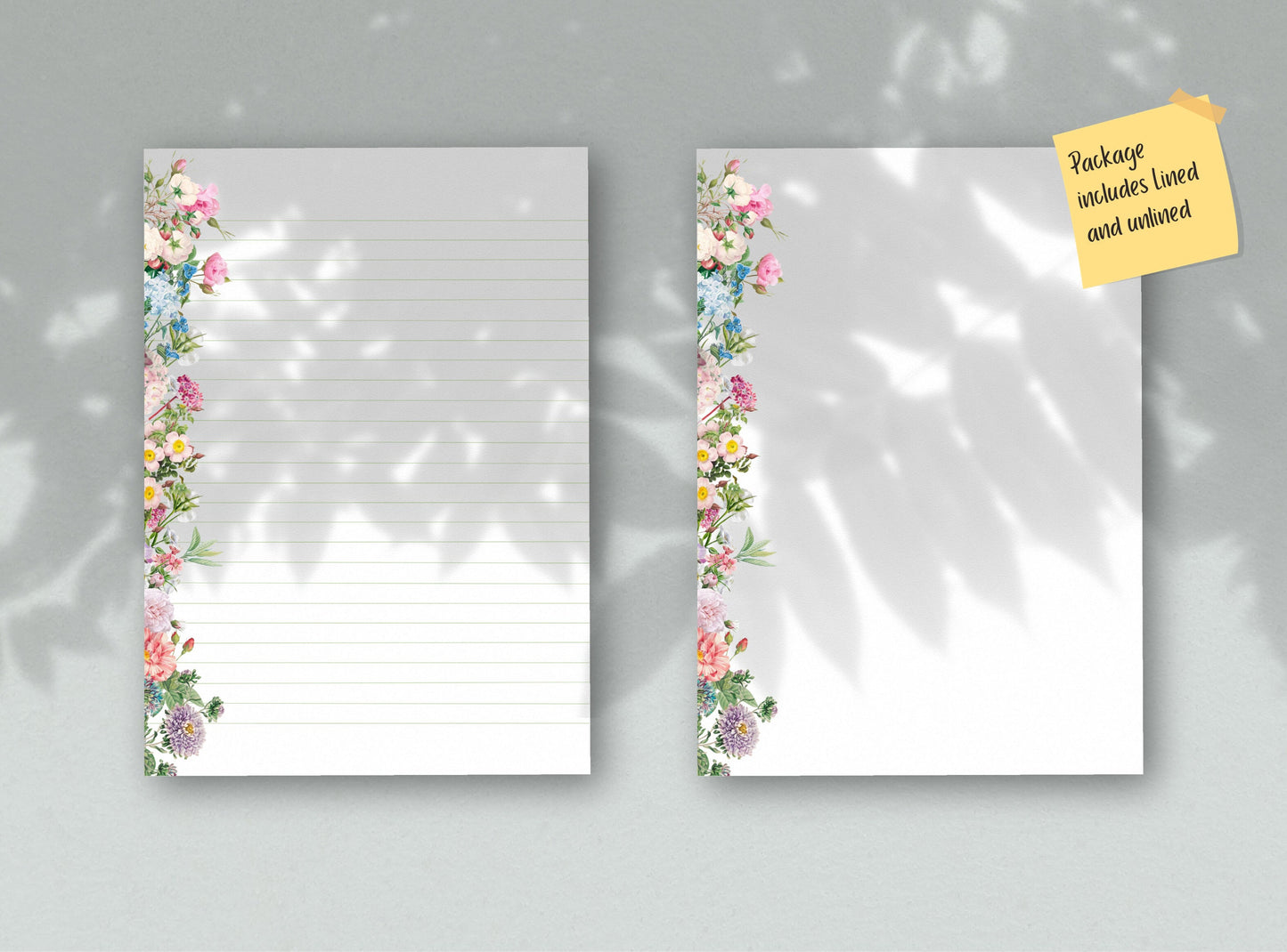 Vintage Flowers Letter Writing Paper - Printable Stationery - Love Letter, Journal Paper, Note, Lined Paper, Goodnotes, Thank You | Florals