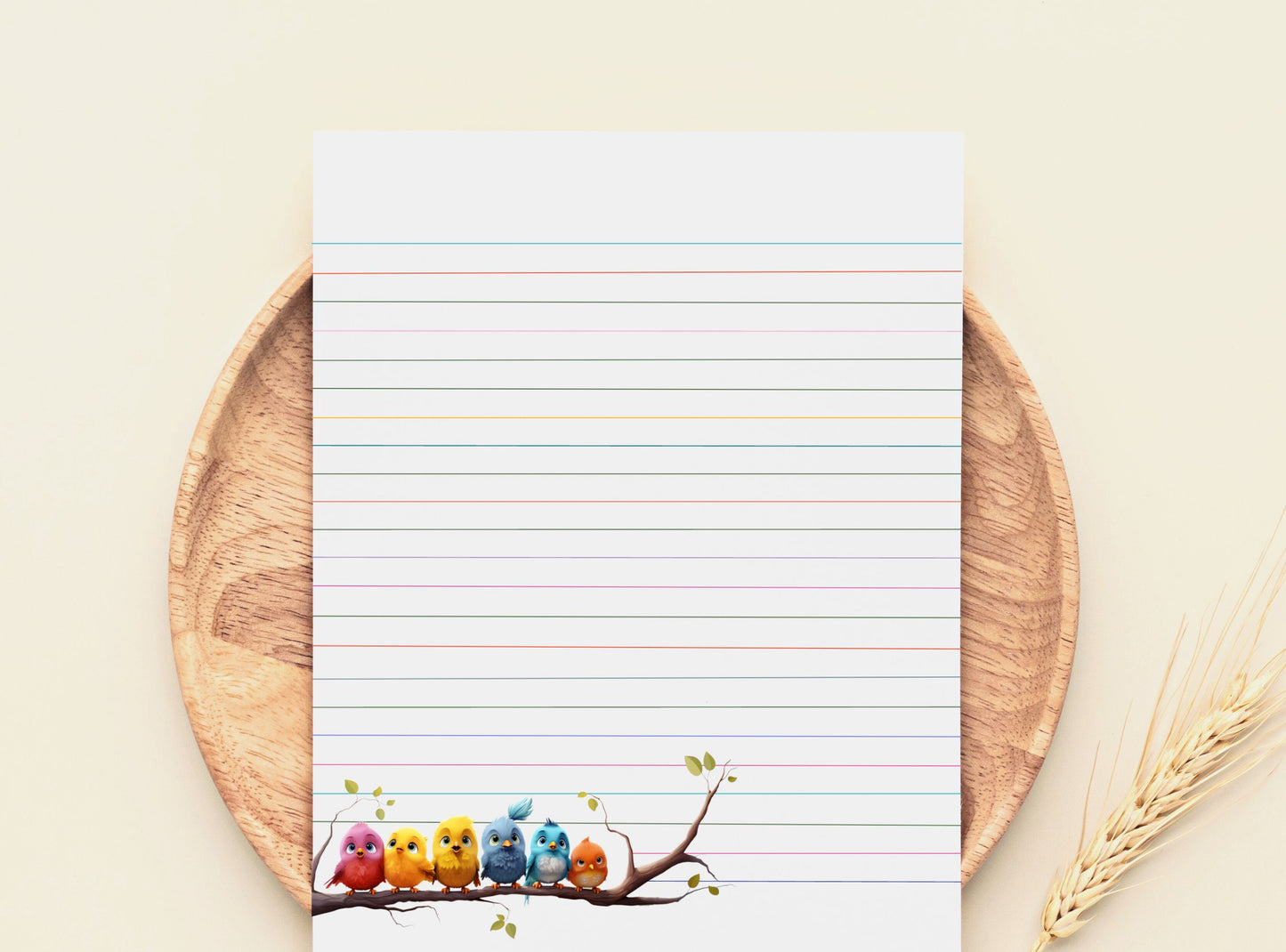 Baby Birds Letter Writing Paper - Printable Stationery Love Letter, Journal Paper, Note, Lined Paper, Digital, Goodnotes, | Happy Birdies