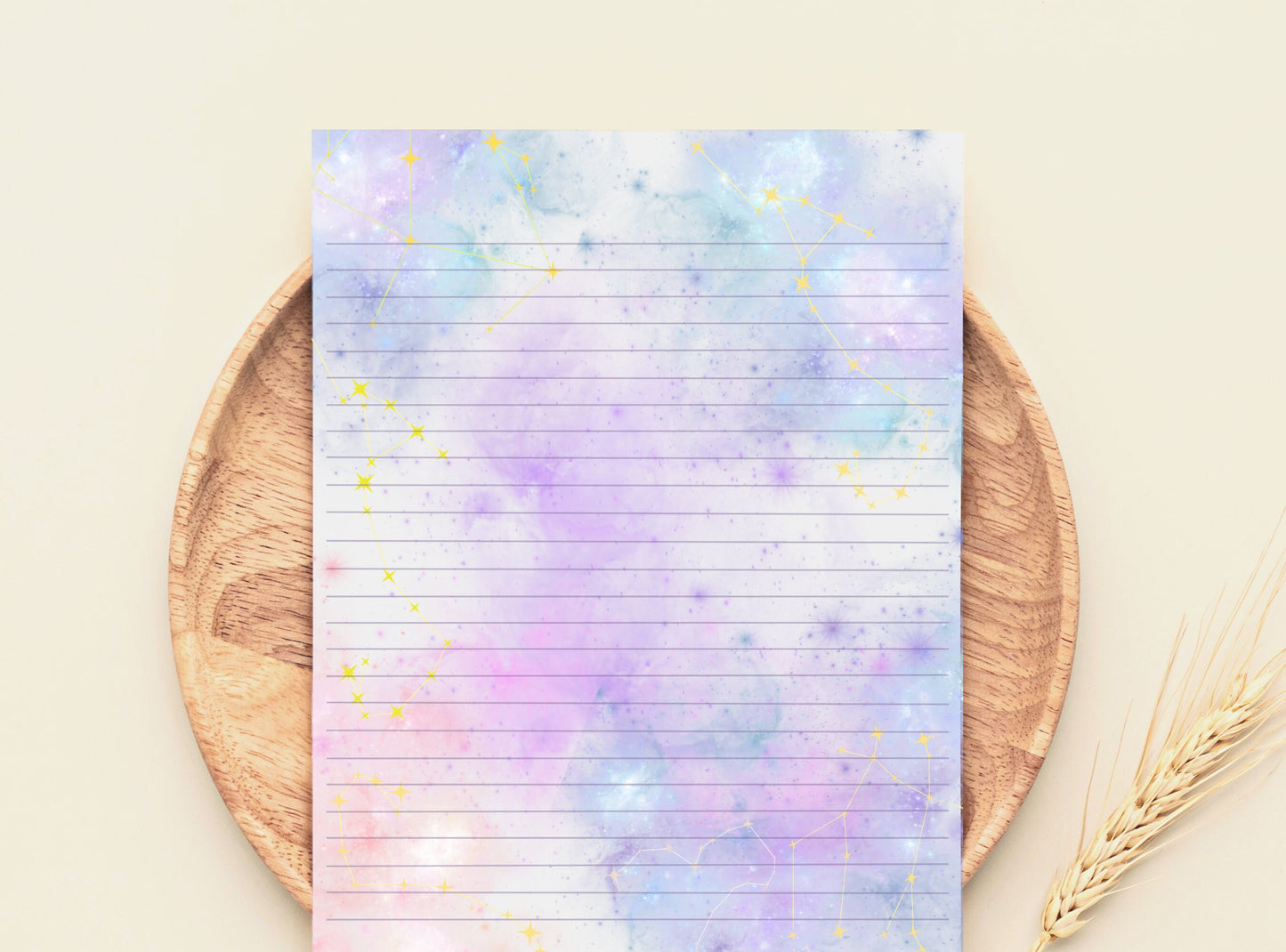 Purple Sky Letter Writing Paper - Printable Stationery - Love Letter, Journal Paper, Note, Lined Paper, Goodnotes, Thank You | Tie Die