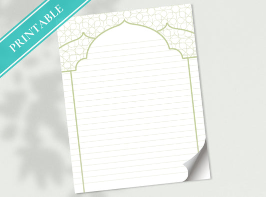 Mosque Architecture Letter Writing Paper - Printable Stationery - Love Letter, Journal Paper, Note, Lined, Goodnotes, Thank You | Ramadan