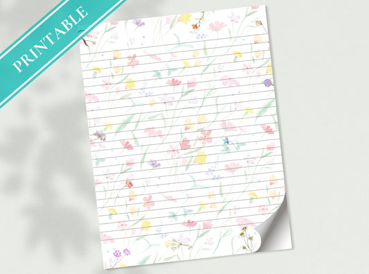 Faded Watercolor flowers Pattern Stationery  Letter Writing Paper - Printable letter, Love Letter, Journal Paper, Goodnotes | Florals