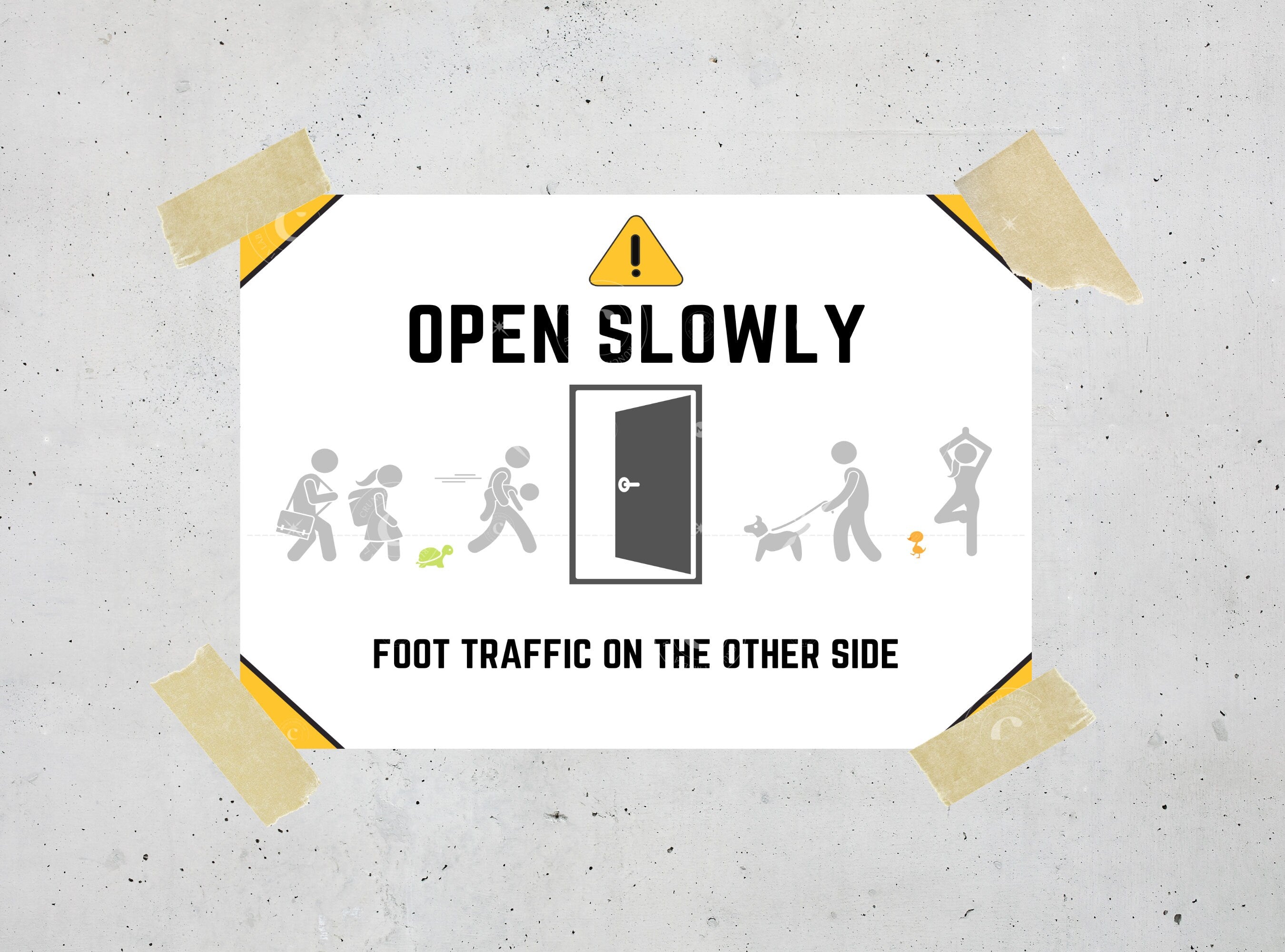 OPEN SLOWLY - Warning Sign, Caution Door Signage, Printable Sign, Digital Sign,  | Humor | Funny