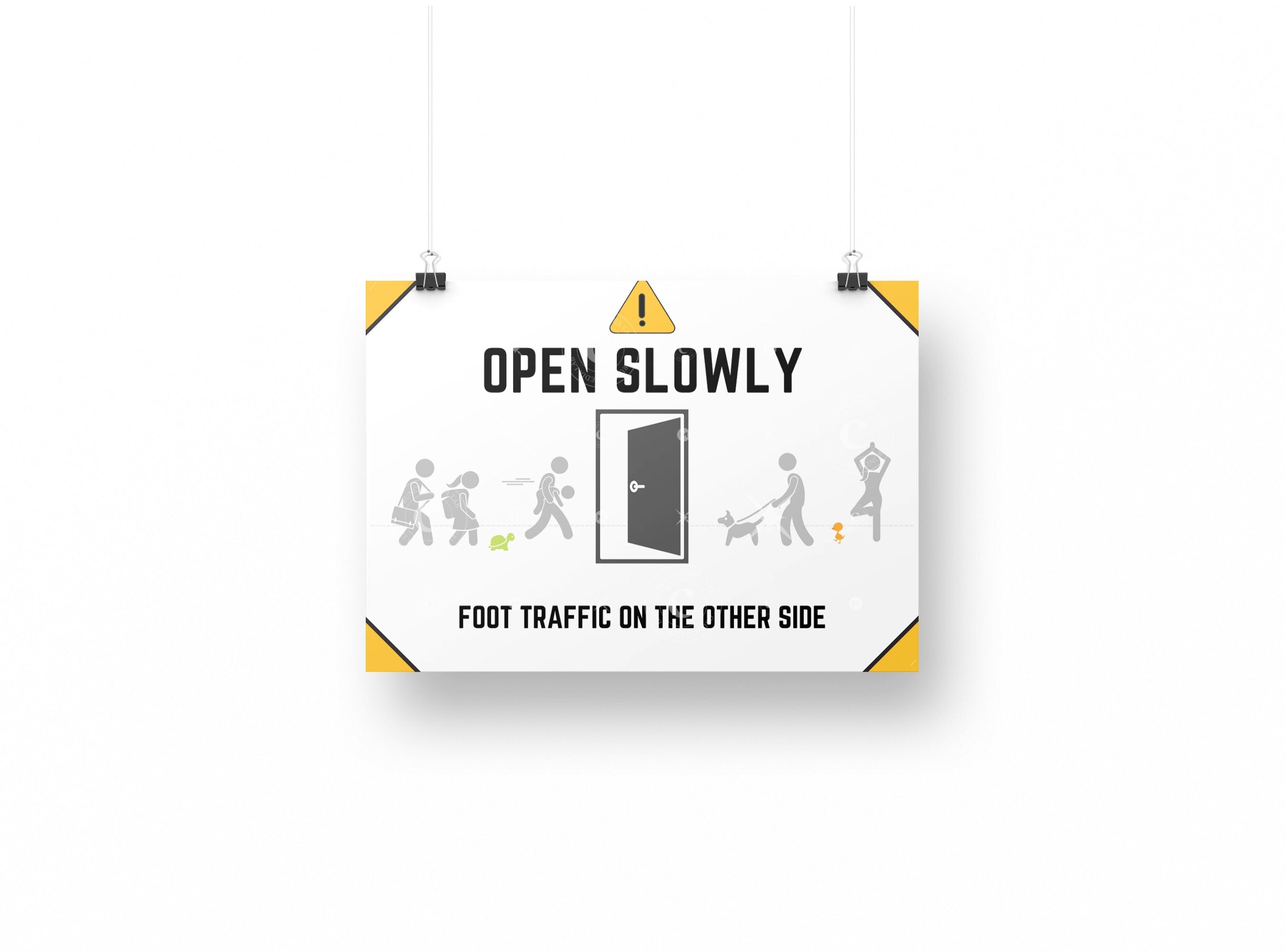 OPEN SLOWLY - Warning Sign, Caution Door Signage, Printable Sign, Digital Sign,  | Humor | Funny