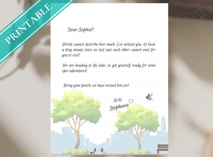 NY Central Park Pigeons Printable Stationery Paper - Journal Paper, Letter, Note | City Life