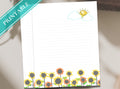 Happy Sunshine Sunflower Printable Stationery Paper - Journal Paper, Letter, Note, Lined Paper, Good Notes, Thank You | Happy