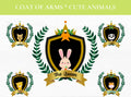 CUTE ANIMALS CLIPART Crest, Seal, Emblem, Logos, Labels, Stickers, Name Tags, PNGs | Cute Animals | Bunny | Elephant | Lion