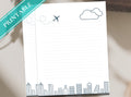 City Skyline Modern Letter Writing Paper - Printable Stationery Paper - Journal Paper, Letter, Note, Lined Paper | Cityscape