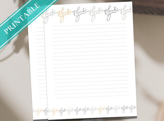 Printable Stationery Paper - Journal Paper, Letter, Note, Lined Paper | Thank You