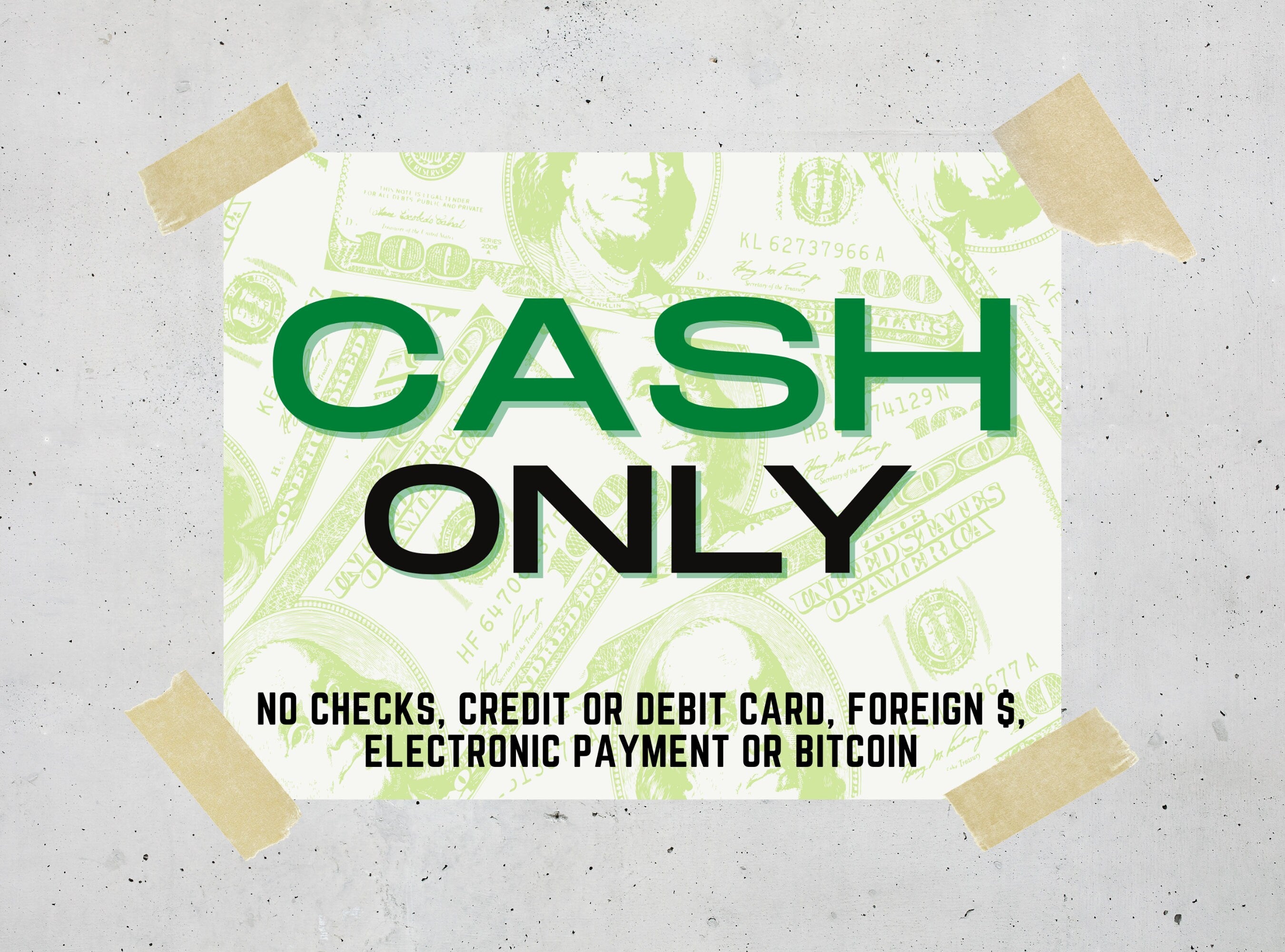 CASH ONLY - Payment Sign, Printable Sign, Digital Sign,  | Humor | Funny