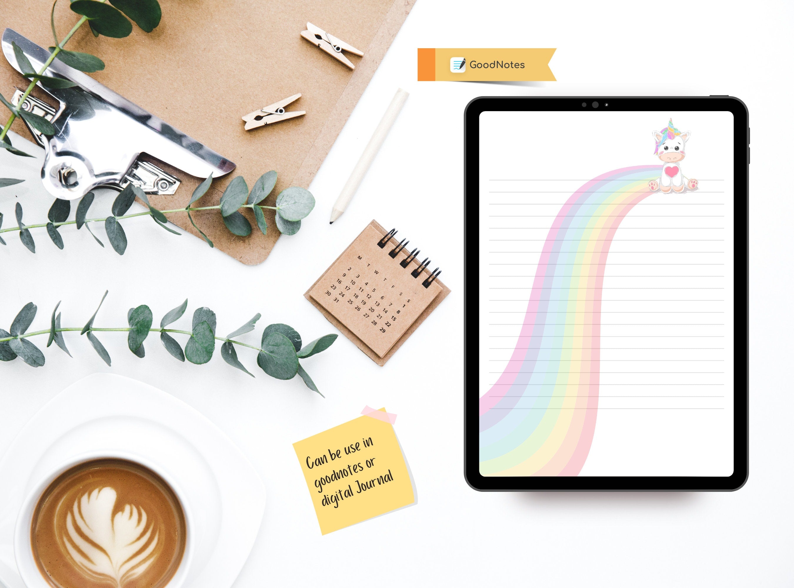 Unicorn Rainbow Letter Writing Paper - Printable Stationery, Cute Colorful, Digital Journal Paper, Love Note | Rainbow & Unicorn