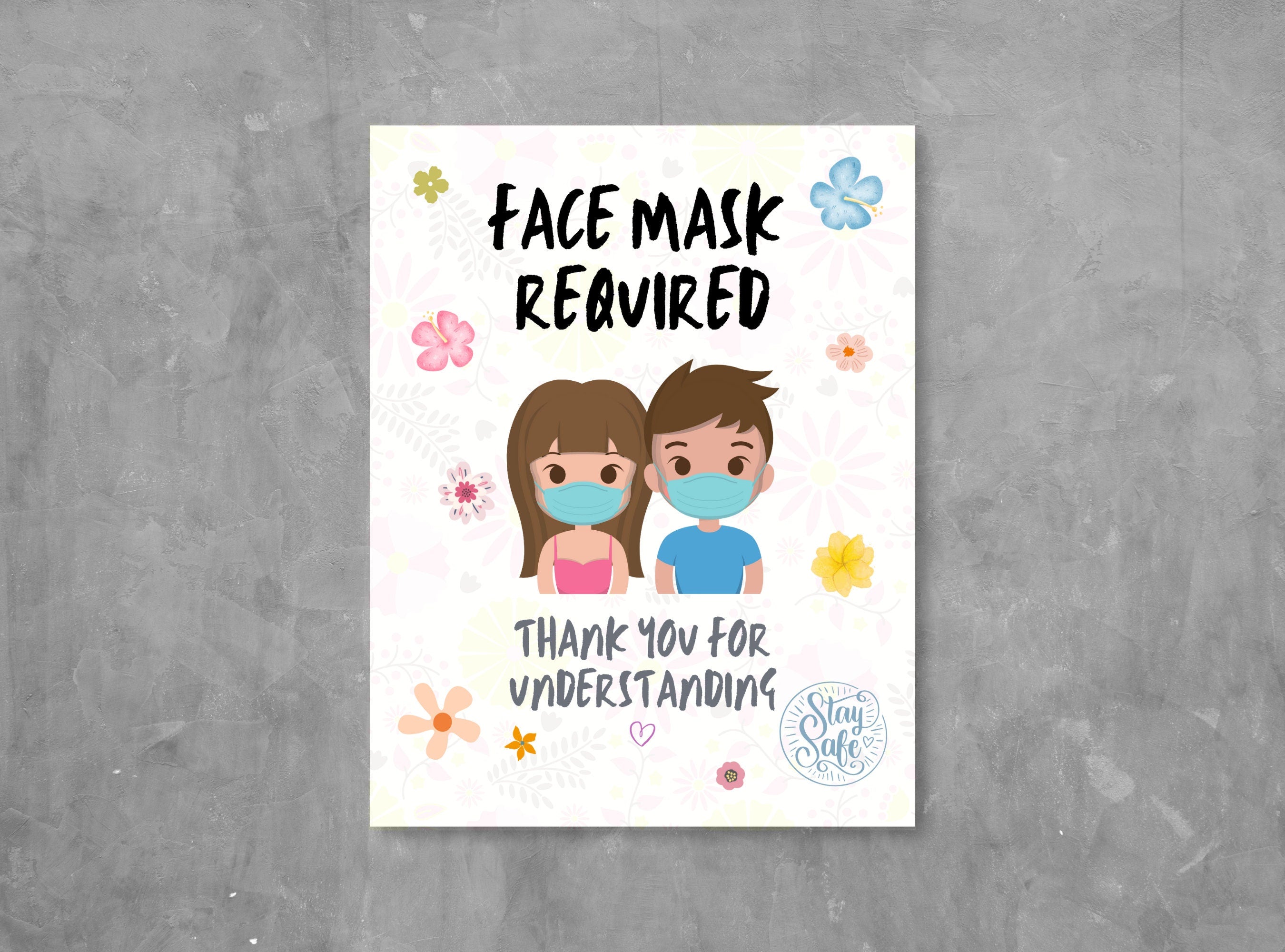 FACE MASK REQUIRED Sign - Printable Mask Sign, Mask Door Sign, Friendly Mask Sign