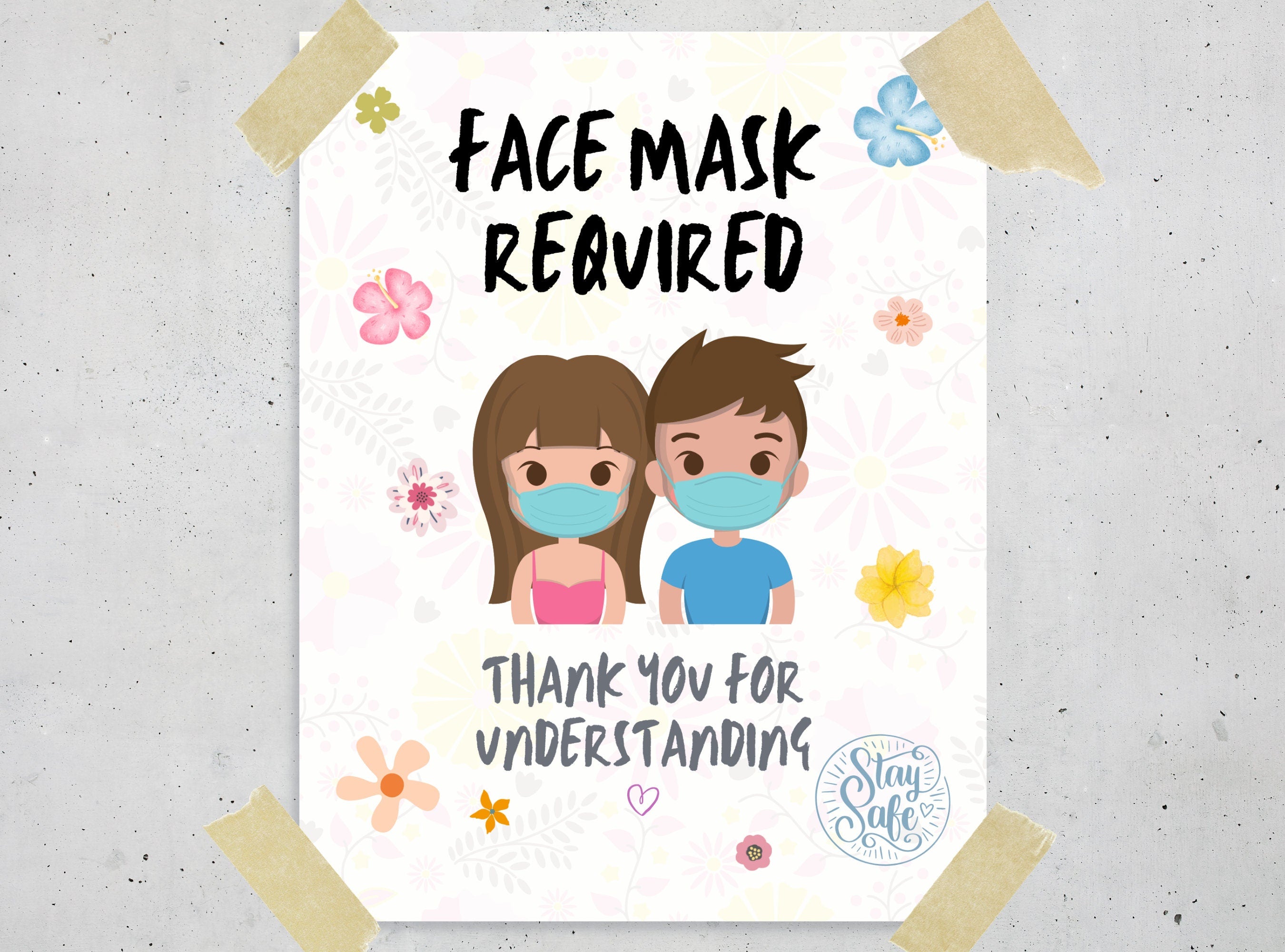 FACE MASK REQUIRED Sign - Printable Mask Sign, Mask Door Sign, Friendly Mask Sign