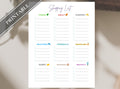 Shopping Grocery List - Printable Groceries List, Simple Shopping List, Note, Section Checklist, Category List. GoodNotes, Free Gift