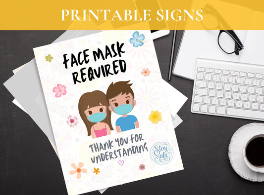 FACE MASK REQUIRED Sign - Printable Mask Sign, Mask Door Sign, Friendly Mask Sign