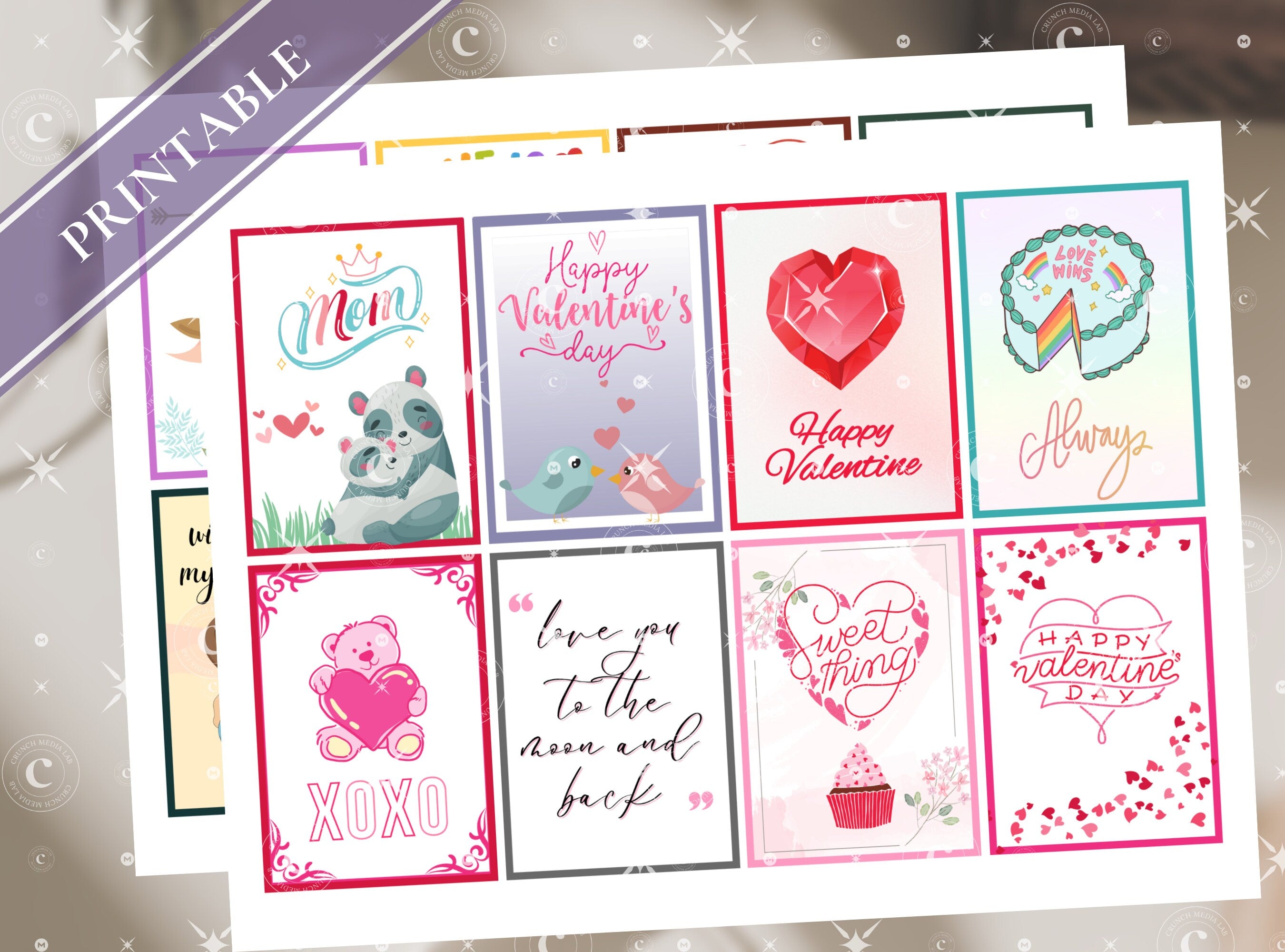 VALENTINE MINI CARDS - Printable Flirt Love Cards, Mini Love Notes, Valentine Gift Tags, Classroom Students Fun Cards
