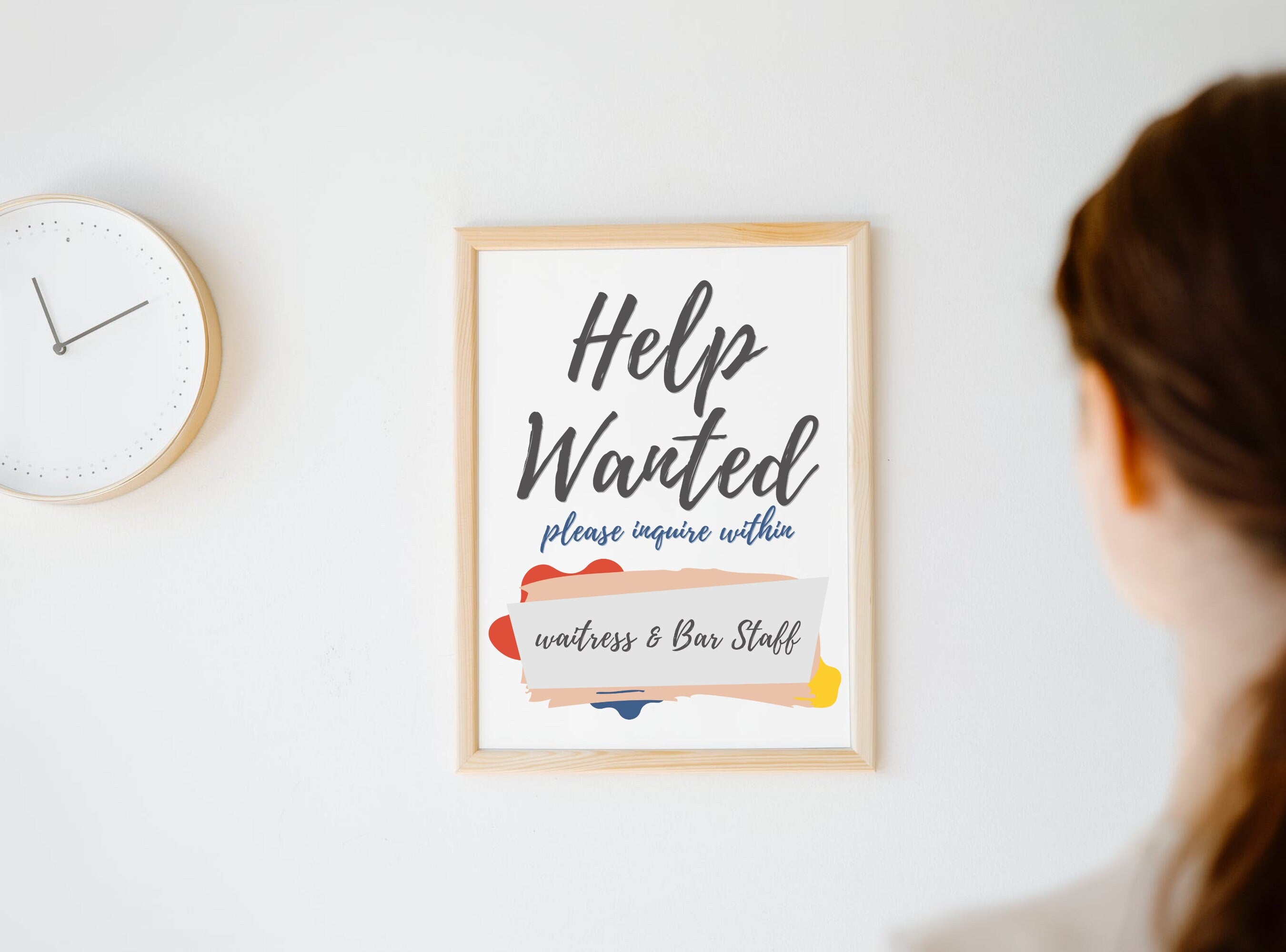 HELP WANTED Sign - We are Hiring Printable Sign, Help Door Sign, Friendly Hiring Sign