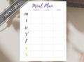 Simple Meal Plan - Printable Weekly GoodNotes Meal Plan, Lunch Dinner Planner, Menu Plan, Grocery List, Easy Meal