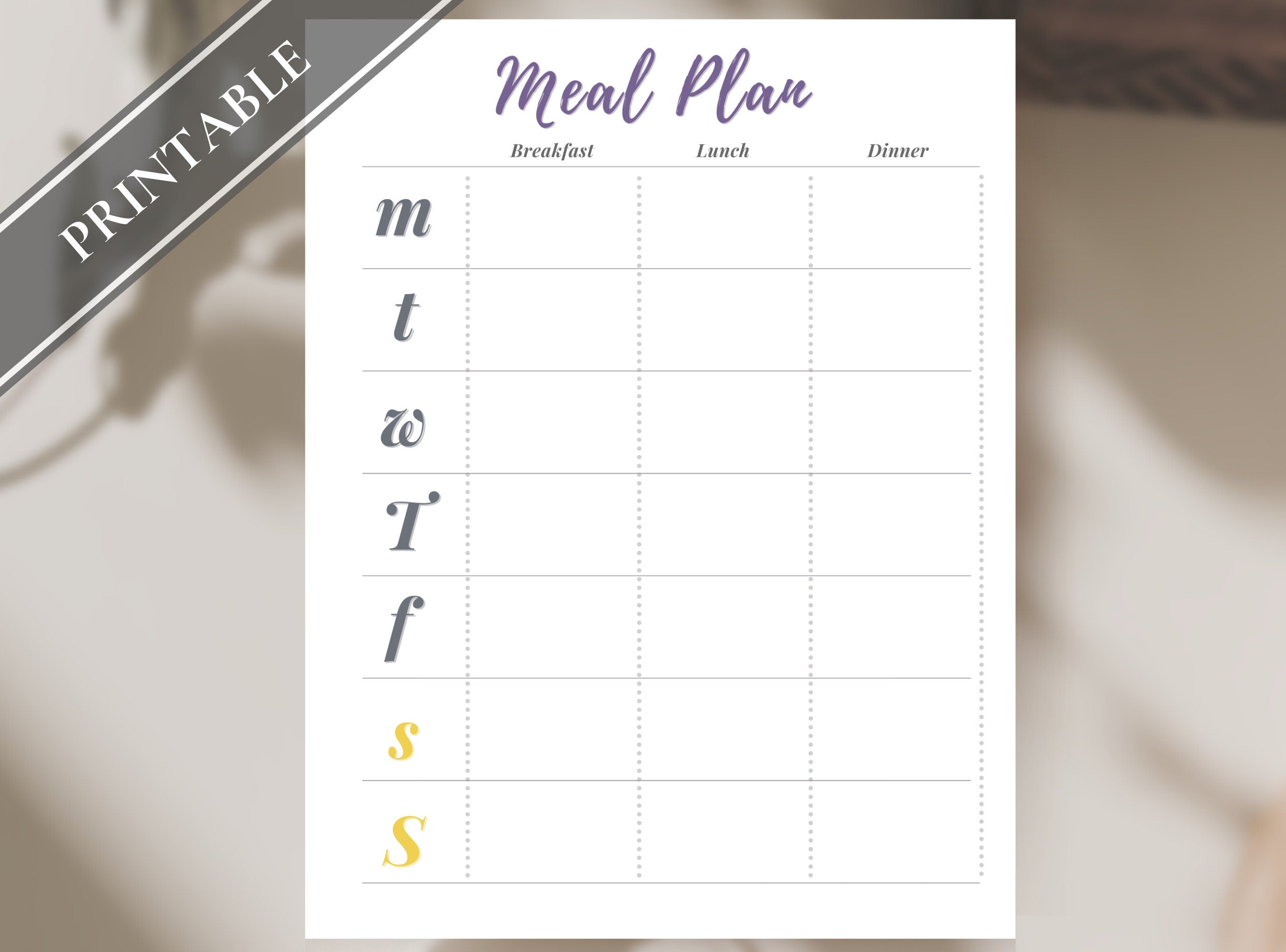 Simple Meal Plan - Printable Weekly GoodNotes Meal Plan, Lunch Dinner Planner, Menu Plan, Grocery List, Easy Meal