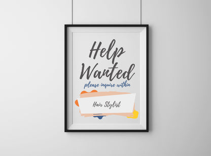 HELP WANTED Sign - We are Hiring Printable Sign, Help Door Sign, Friendly Hiring Sign