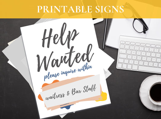 HELP WANTED Sign - We are Hiring Printable Sign, Help Door Sign, Friendly Hiring Sign