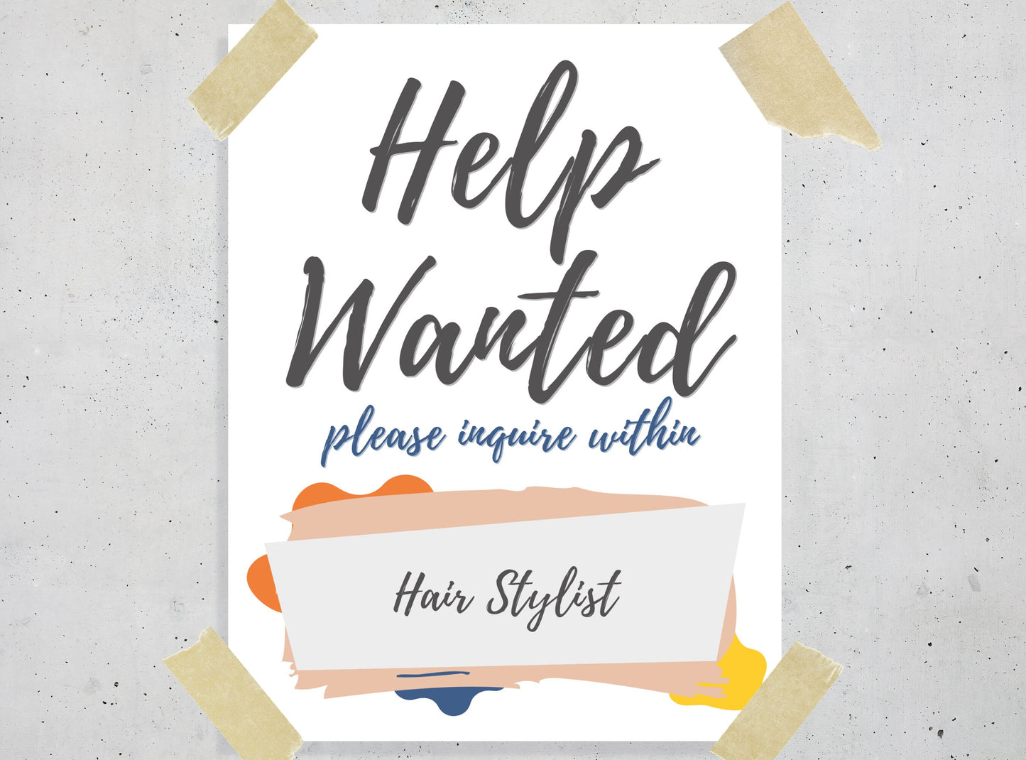 HELP WANTED Sign - We are Hiring Printable Sign, Help Door Sign, Friendly Hiring Sign