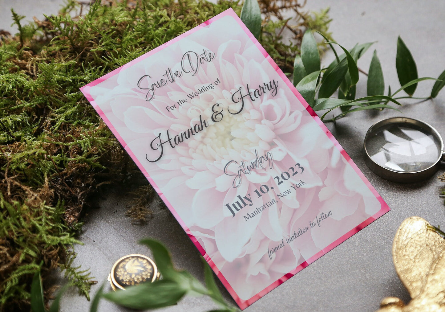 Peony Save the Date Invitation - Pink Peonies Wedding Invite We are getting Married Don't Forget Pink flower