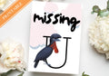 Missing You - Black Bird I Miss you Printable Greeting Card