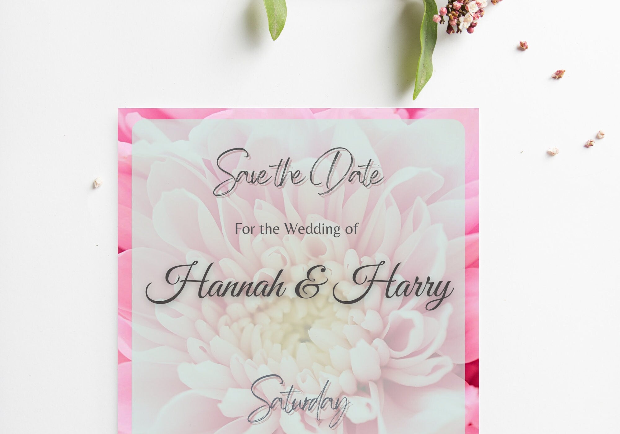 Peony Save the Date Invitation - Pink Peonies Wedding Invite We are getting Married Don't Forget Pink flower