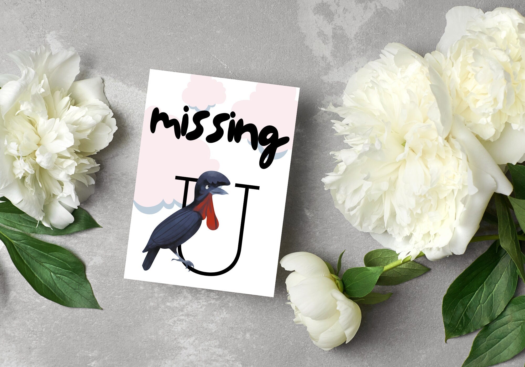 Missing You - Black Bird I Miss you Printable Greeting Card