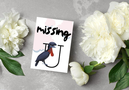 Missing You - Black Bird I Miss you Printable Greeting Card
