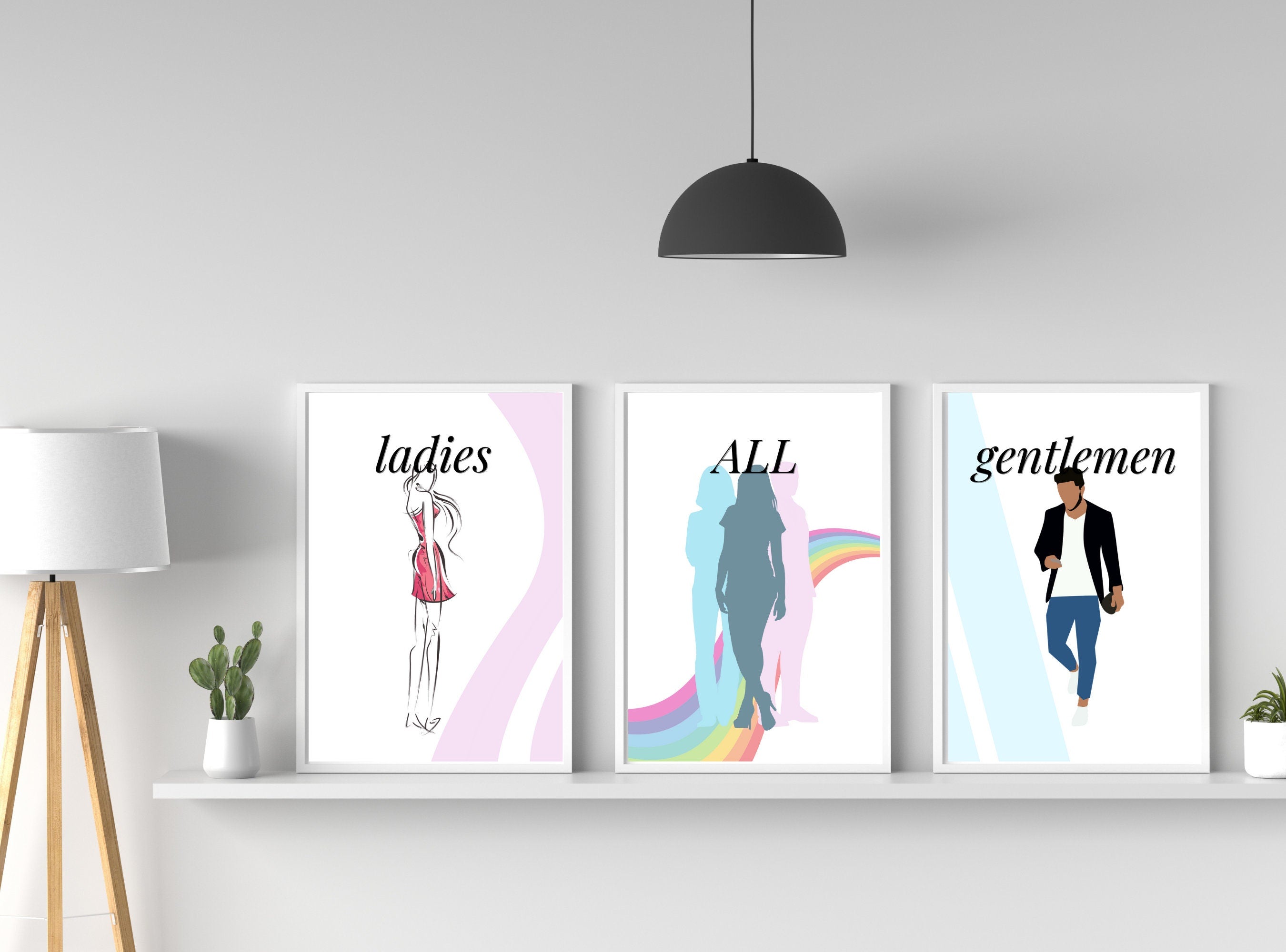 BATHROOM Sign - Ladies Room, Men's Room, All Gender, Restroom, Powder Room Signage Printable