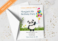Panda Kids Birthday Party Invitation Template -Panda 5th Happy Birthday Toddler, Digital Invite, Balloons | Happy Panda