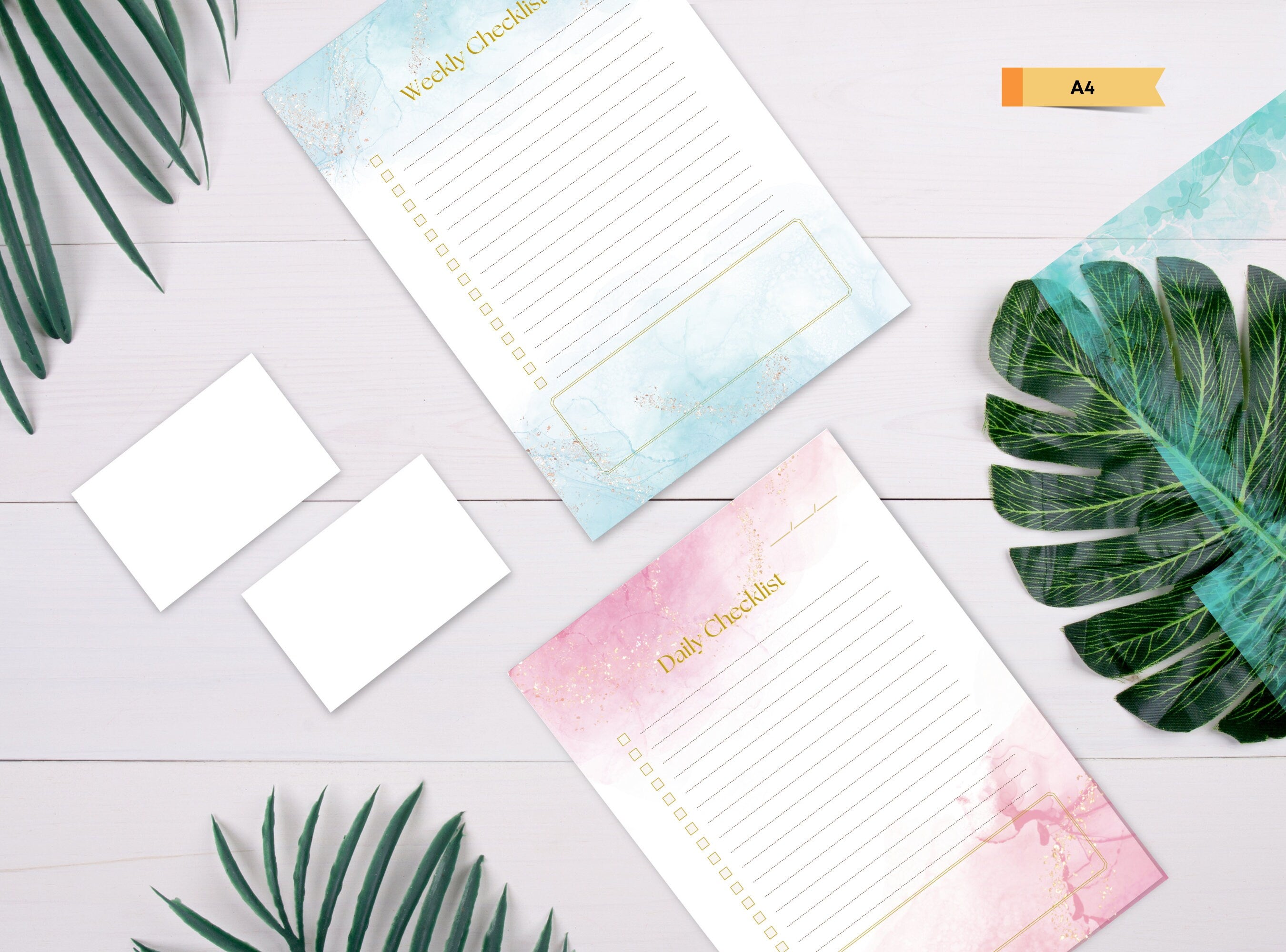 Simple To Do List - Blue Pink Printable Task List, Things to Do, Checklist, Daily Weekly Reminder List, Letter size and A4 | Alcohol Ink