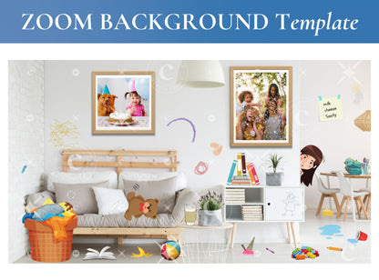 ZOOM Background Template, Wallpaper, Virtual, Backdrop, Meeting, Office | Funny | Messy Kids Room