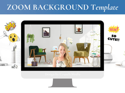 ZOOM Background Template, Wallpaper, Virtual, Backdrop, Meeting, Office | Minimalist Chic | Living Room