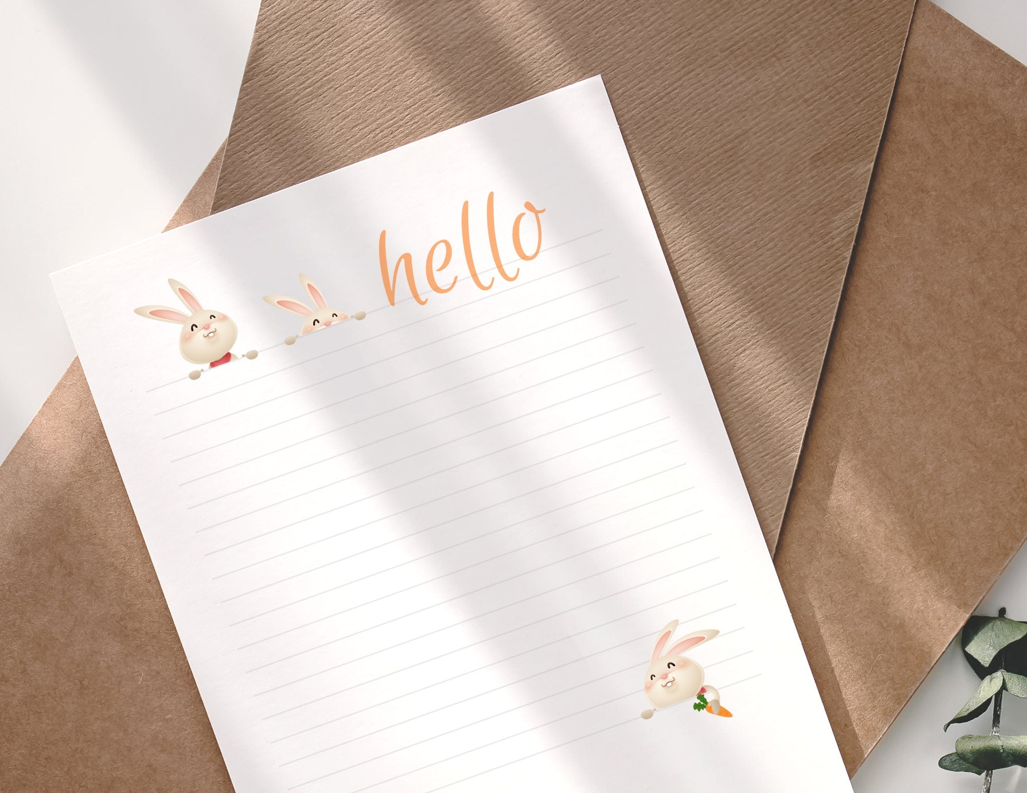 Sweet Bunny Printable Stationery Paper - Journal Paper, Letter, Note, Lined Paper, GoodNotes | Bunnies and Sweets